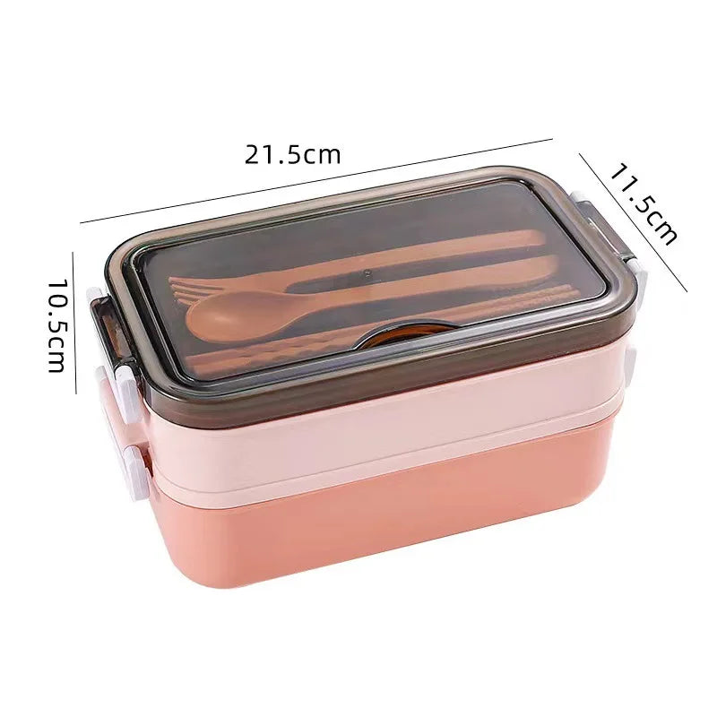 3-Layer Bento Lunch Box – Leakproof, Microwave Safe + Utensils Bento Lunch Box Oasis Select