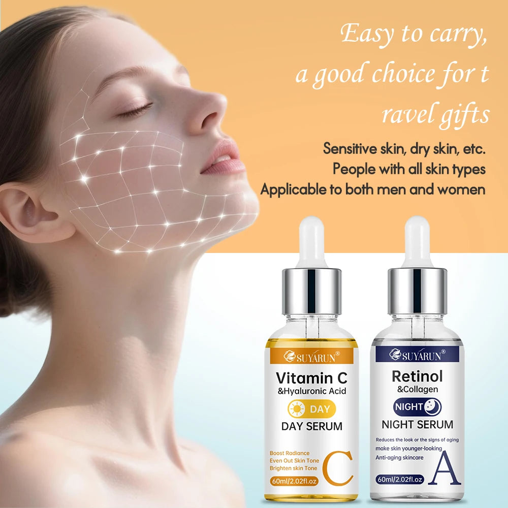 SUYARUN Day Vitamin C Night Retinol Serum - Brightening & Anti-Aging | 2-in-1 Formula for Skin Repair | All Skin Types. Oasis Select