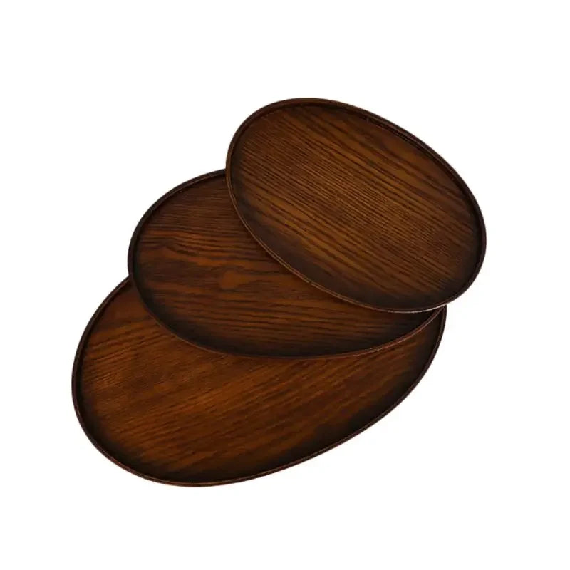 Oval Serving Trays Tableware Dessert Tea Saucer Coasters Coffee Coasters Wooden Plate Storage Food Display Home Hotel Decor Oasis Select