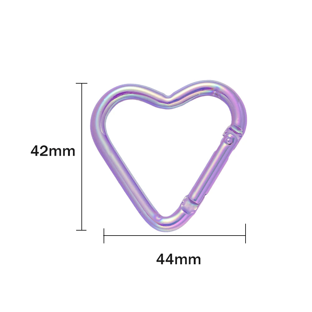 5pcs New Heart Shaped Laser Carabiner Hook Ring Keychain Keyrings Hook DIY Jewelry Making Supplies Connector Buckles Accessories Oasis Select Purple