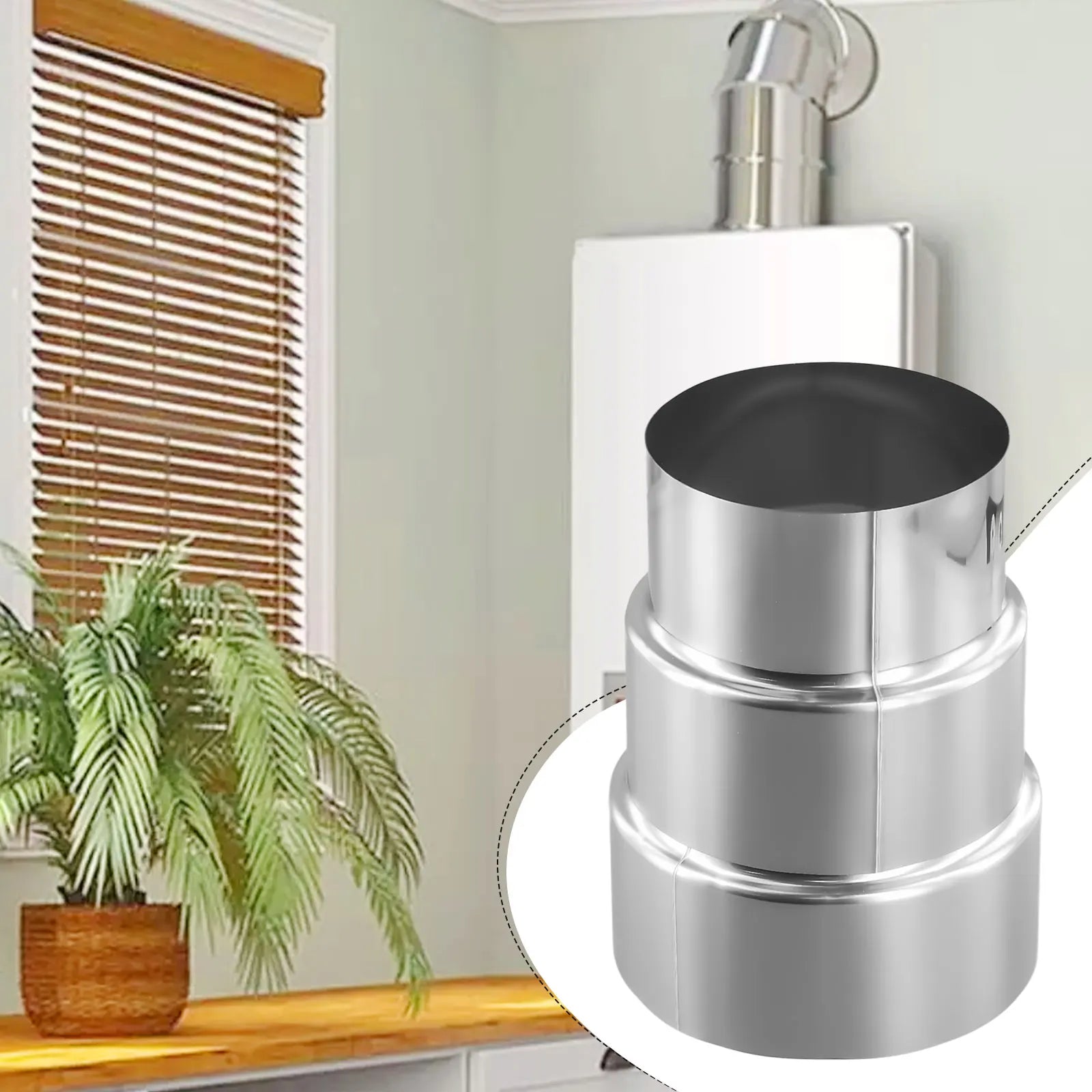 Stainless Steel Flue Exhaust Pipe Reducing Joint Chimney Adaptor Stove Pipe Universal Household Ventilation Multiple Sizes Oasis Select