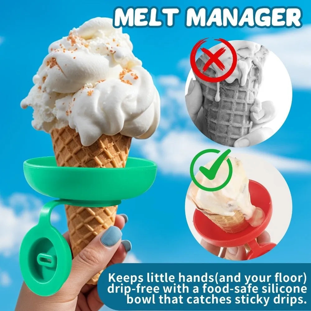 Portable Silicone Anti-Drip Ice Cream Holder Anti-Flow Mess Free Ice Cream Protector Drip Proof Ice Cream Tray Ice Lolly Oasis Select