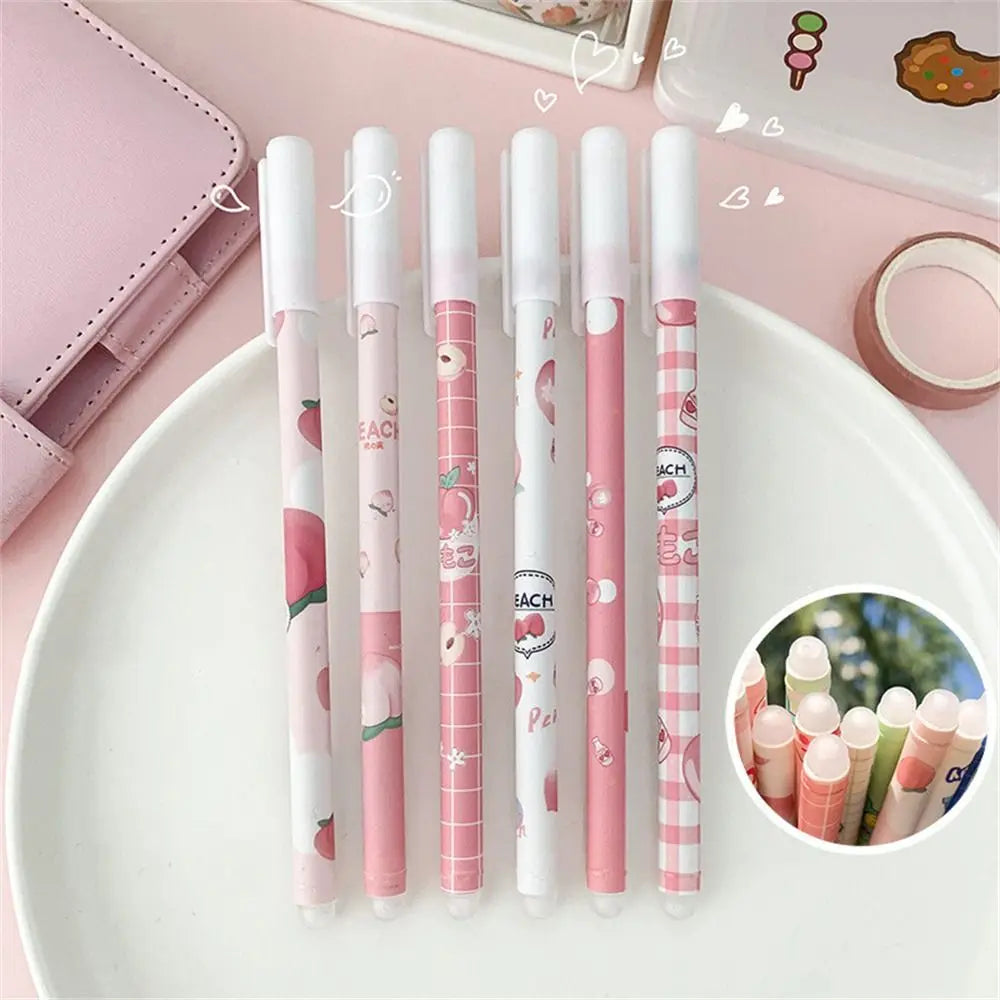 1Pcs Kawaii Game Cartoons Neutral Erasable Pen 0.5mm Blue Gel Pens Washable Handle School Office Supplies Kids Stationery Oasis Select peach random 1pc