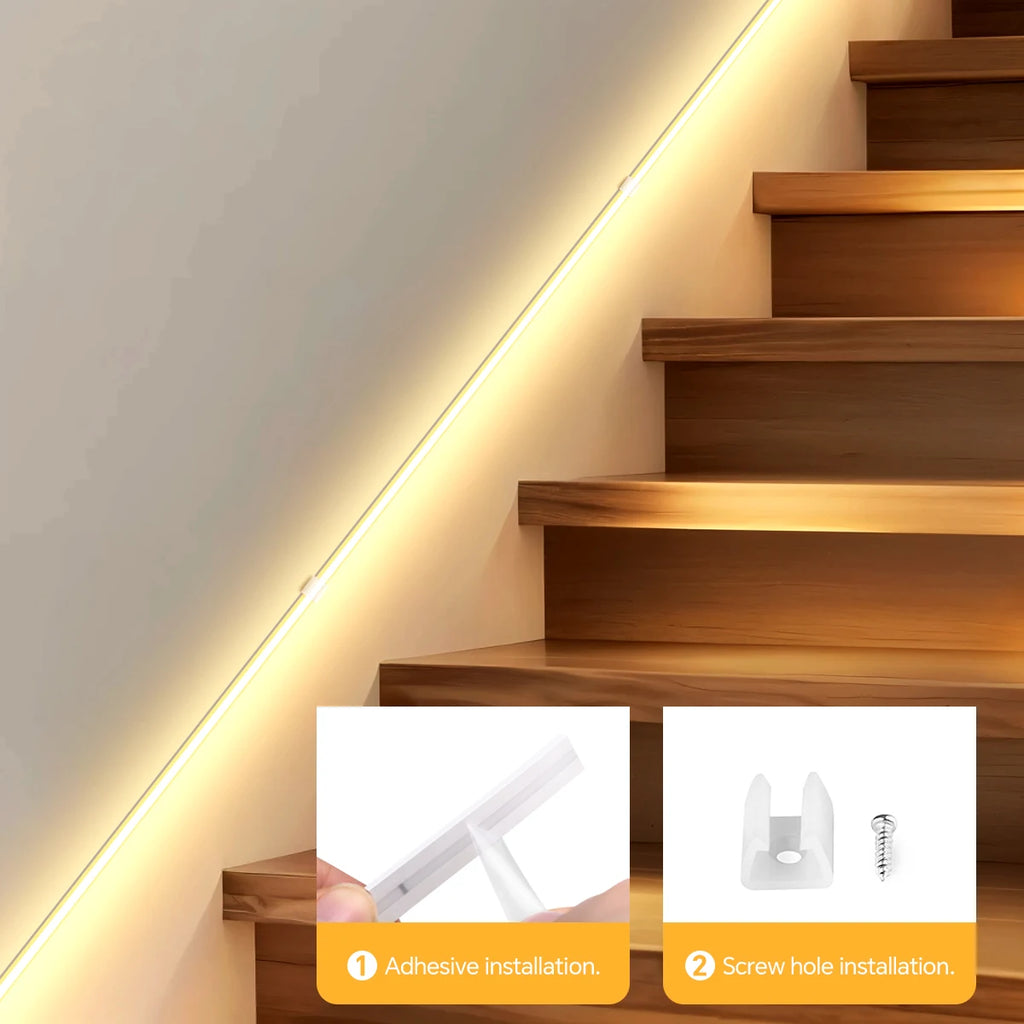 24V COB Neon LED Strip Smart Night Lamp Portable PIR Motion Sensor Switch with Silicone Tape for Bed Stair Corridor Lighting Oasis Select