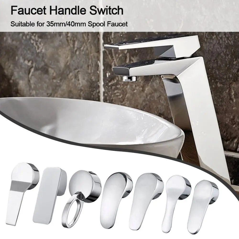 Chrome Plated Faucet Handle Metal 35mm/40mm Taps Switch Handle Hot Cold Faucet Mixer Tap Replacement Cover Kitchen Bathroom Oasis Select