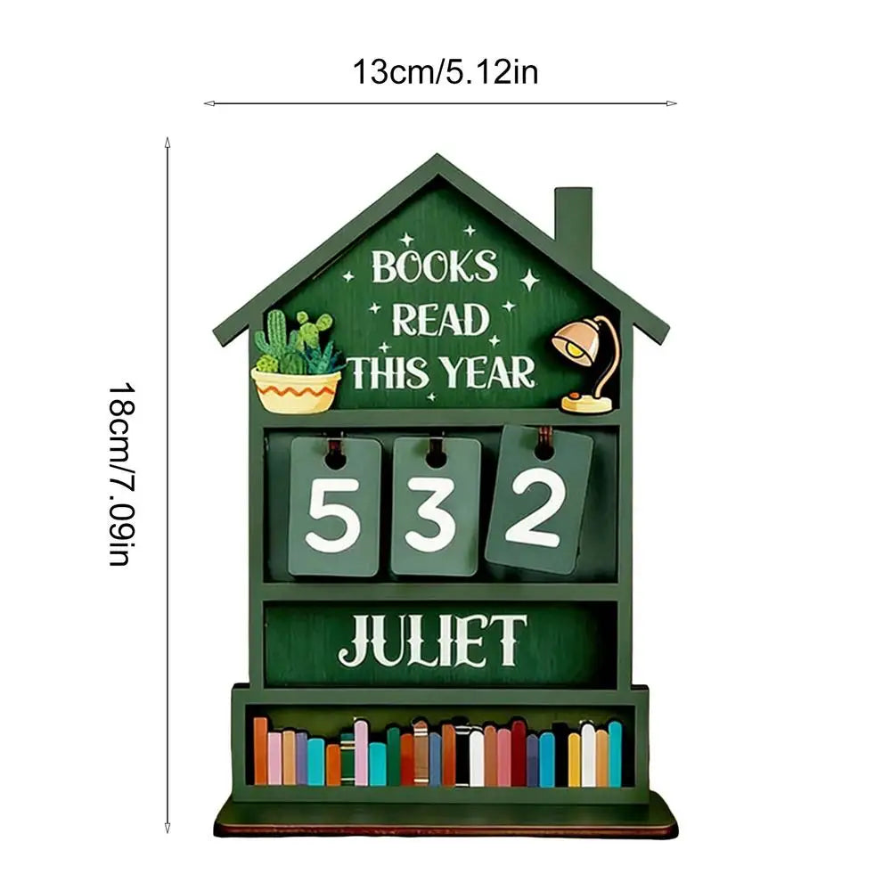 Books Read Tracker Manual Rustic Wooden Decorative Home Read Tracker Reading Sign Bookshelf Decor for Shelf Desk Table Display Oasis Select Green