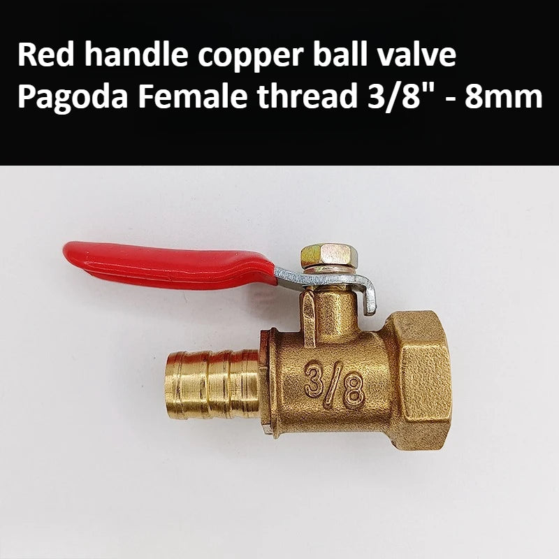 Brass Pagoda Ball Valve 1/2/3/4 Point Female and Male Threads 6/8/10/12mm Water, Oil, Gas, Fuel Pipe Accessories Oasis Select 3l8 Female - 8mm Pagoda