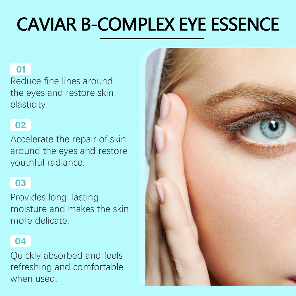 Caviar B-Complex Eye Essence Remove Dark Clrcles Anti Puffiness Smoothing Fine Lines Moisturize Skin Around the Eye Serum Oasis Select