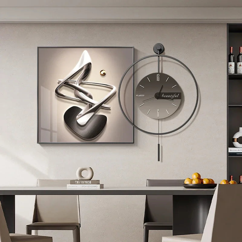 Modern Simple Restaurant Decoration Painting High-end Clock Hanging Painting Light Luxury Living Room Wall Decoration Clock Oasis Select