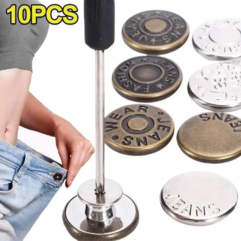 10/20Pcs Metal Jeans Buttons 17mm Replacement Screw Button Repair Kit Nailless Removable Jean Buckles Clothing Pants Pins Oasis Select
