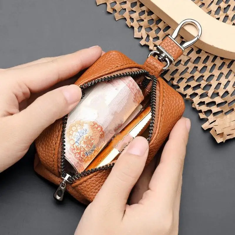 Double Zipper PU Leather Key & Coin Pouch with Metal Clip Key & Coin Pouch Oasis Select