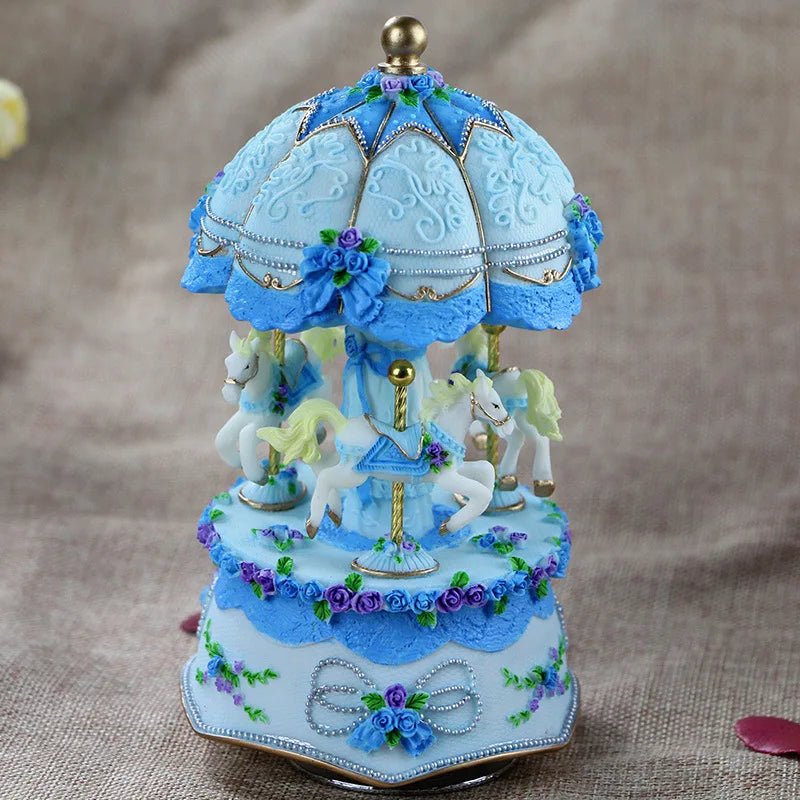 Music Box Carousel Crystal Ball Music Box Children's Birthday Gift for Girls Girlfriends Birthday Gift Music Box Oasis Select Blue