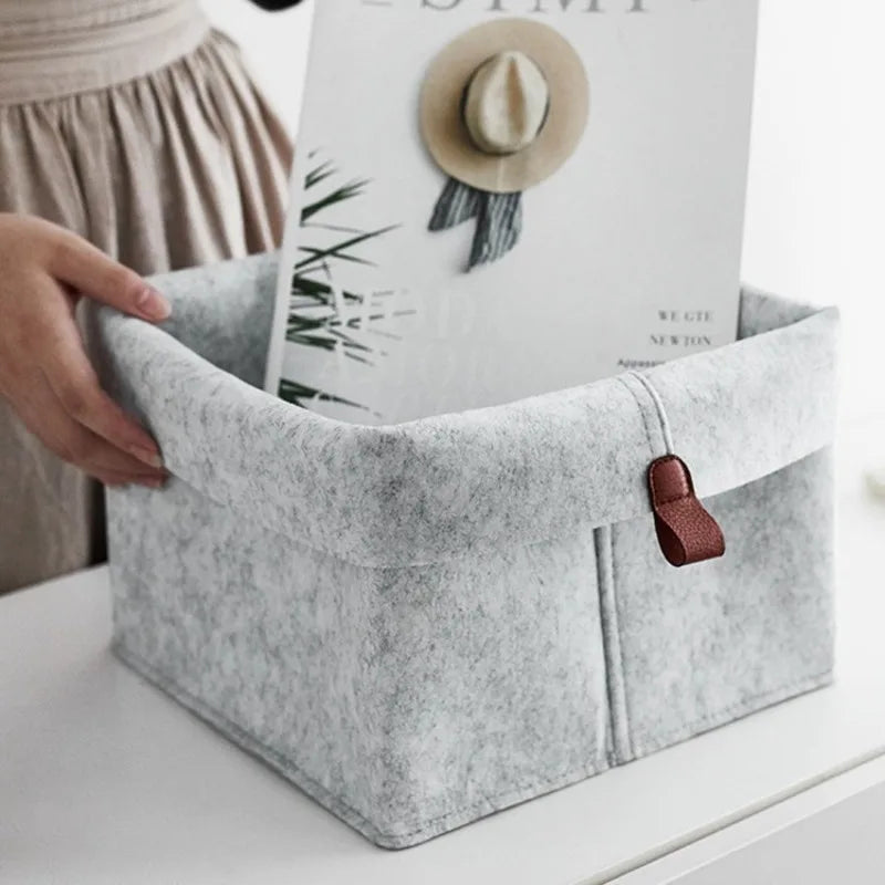 1-5PCS Desktop Organizer Basket Felt Storage Bin for Snacks and Sundries Home Office Desk Tidy Declutter Storage Box Oasis Select