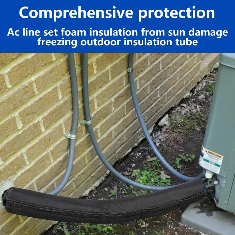 3 Layer Oxford Cloth HVAC Copper Pipe Insulation Cover Zipper Flexible Air Conditioning Pipe Protective Sleeve Oasis Select