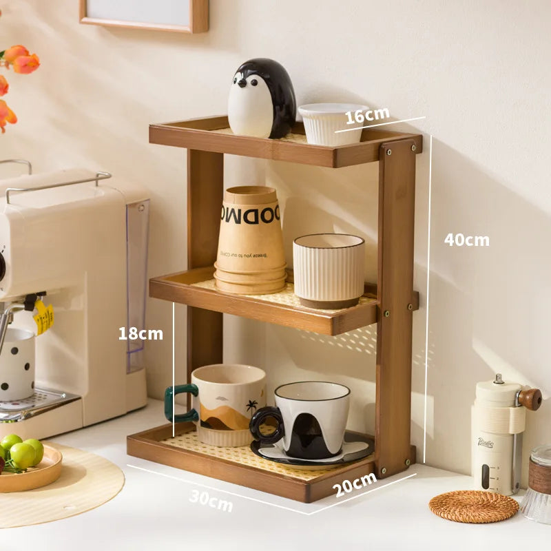Cup holder, desktop multi-layer countertop, cup holder, storage, household table, small water cup, tea cup, tea set holder Oasis Select Brown 3-30 T