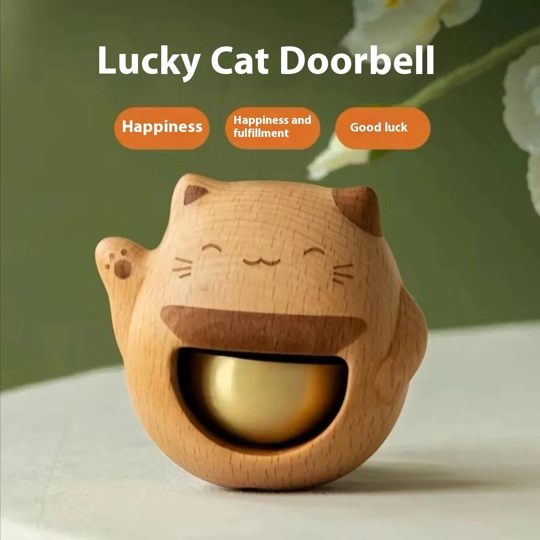 Maneki Neko Bell Magnetic Doorbell Dopamine Wind Chime Door-pulling Copper Bell Entrance and Exit Reminder Gift Oasis Select