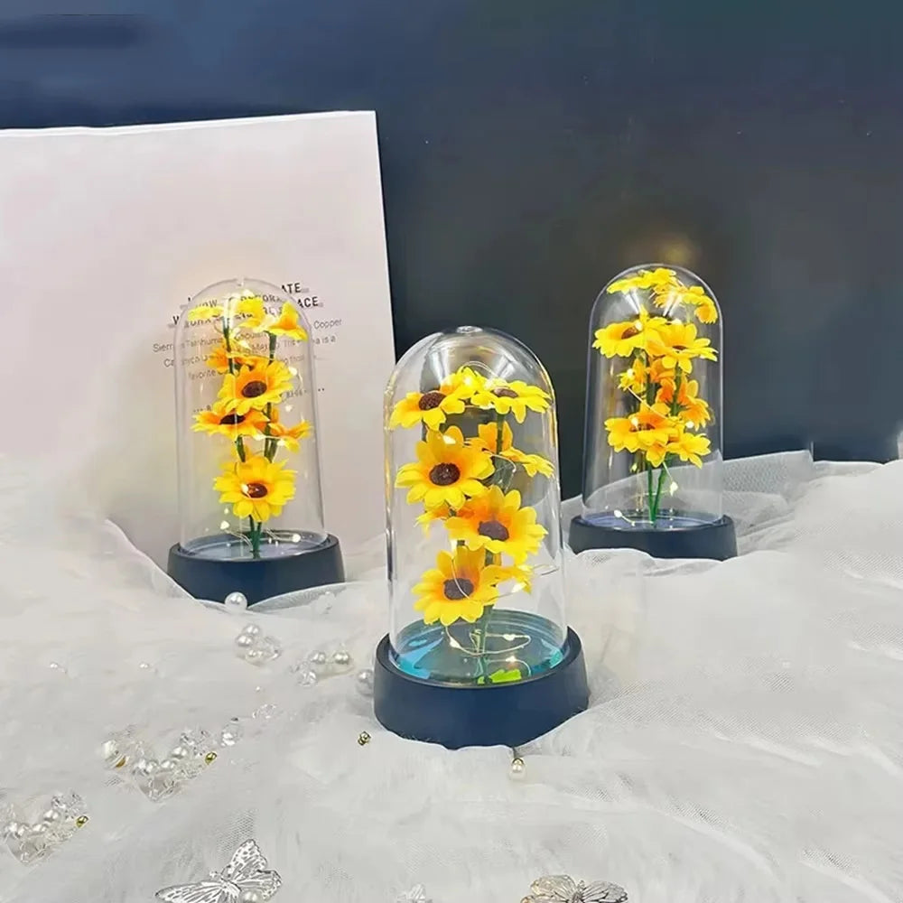 Graduation season gift small sunflower plastic set Mother's Day send wife send mother Valentine's Day eternal flower gift Birthd Oasis Select