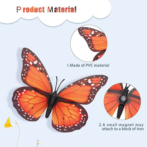 10pcs 3D Monarch Butterfly Wall Stickers – Home & Party Decor Butterfly Wall Stickers Oasis Select
