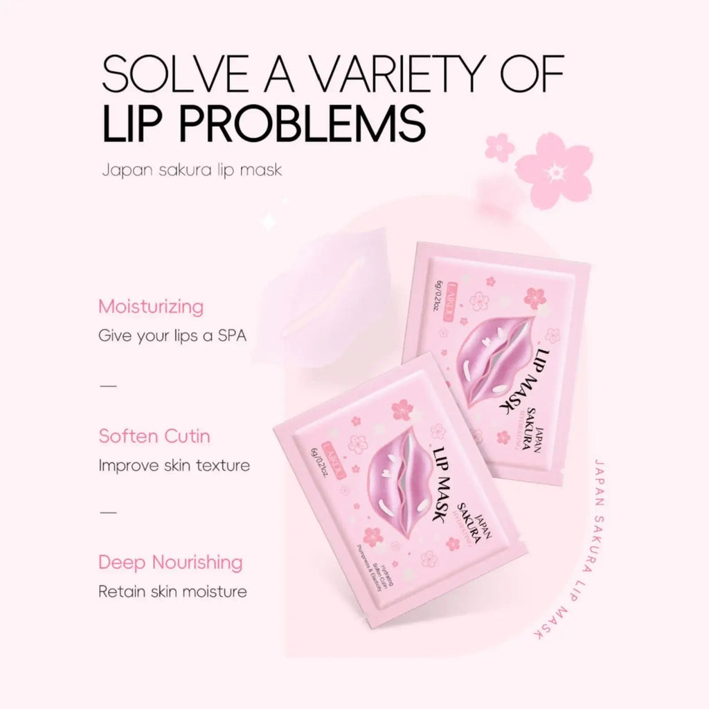 LAIKOU Sakura Collagen Lip Mask – Hydrating & Plumping Gel Pads