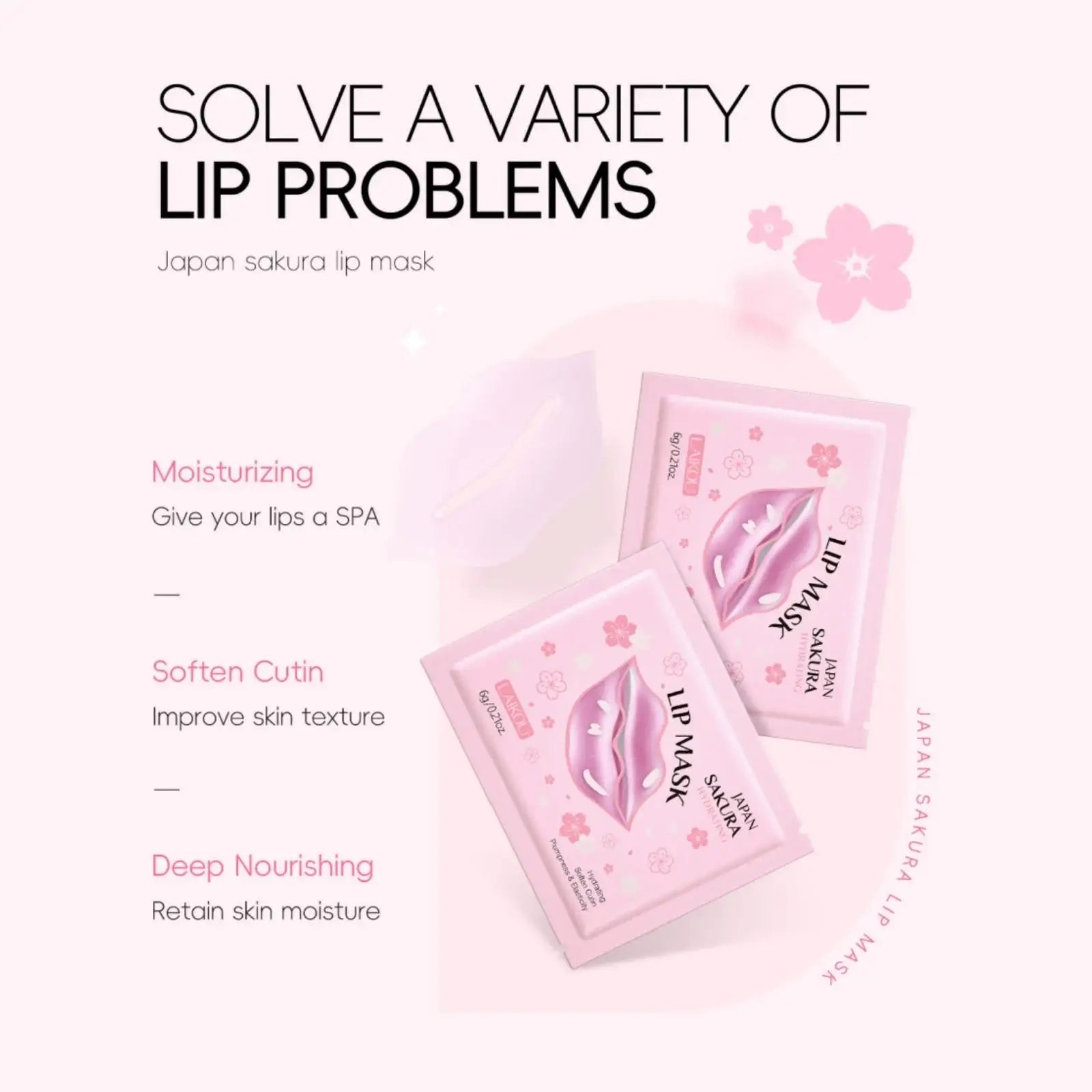 LAIKOU Sakura Collagen Lip Mask – Hydrating & Plumping Gel Pads