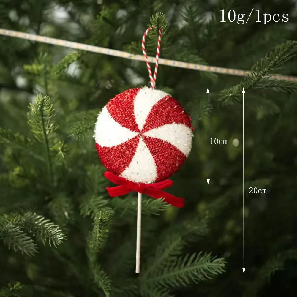 Christmas Tree Ornaments Red and White Walking Sticks Candies Christmas Ball Decorations Scene Arrangement Christmas Decor Oasis Select Lollipop S