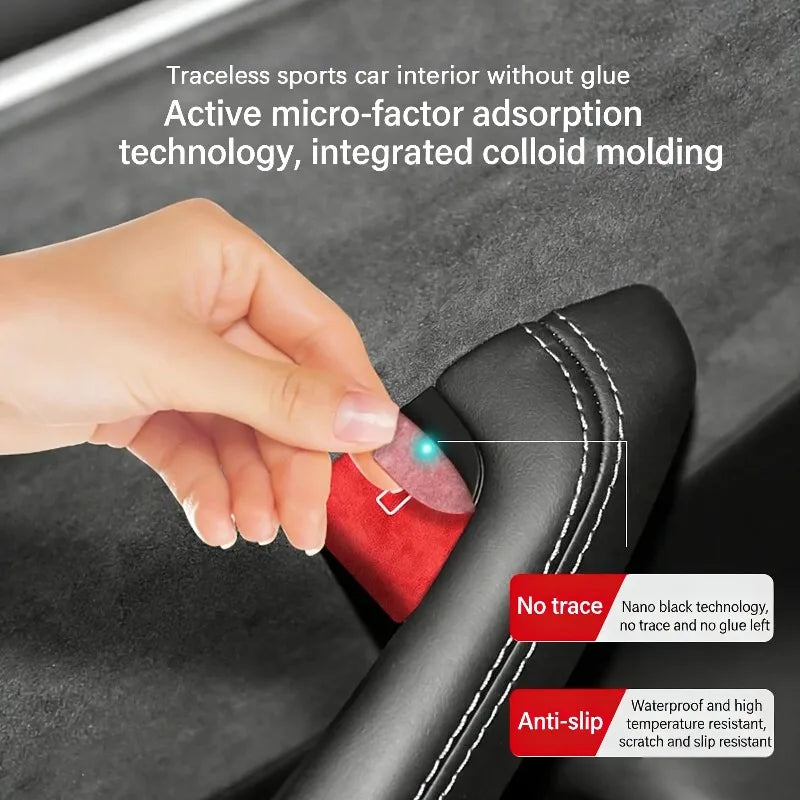 Luxury Interior Upgrade For Model 3 Y Highland Juniper 2025 Suede Door Switch Button Trim Stickers Patch Cover Car Accessories Oasis Select