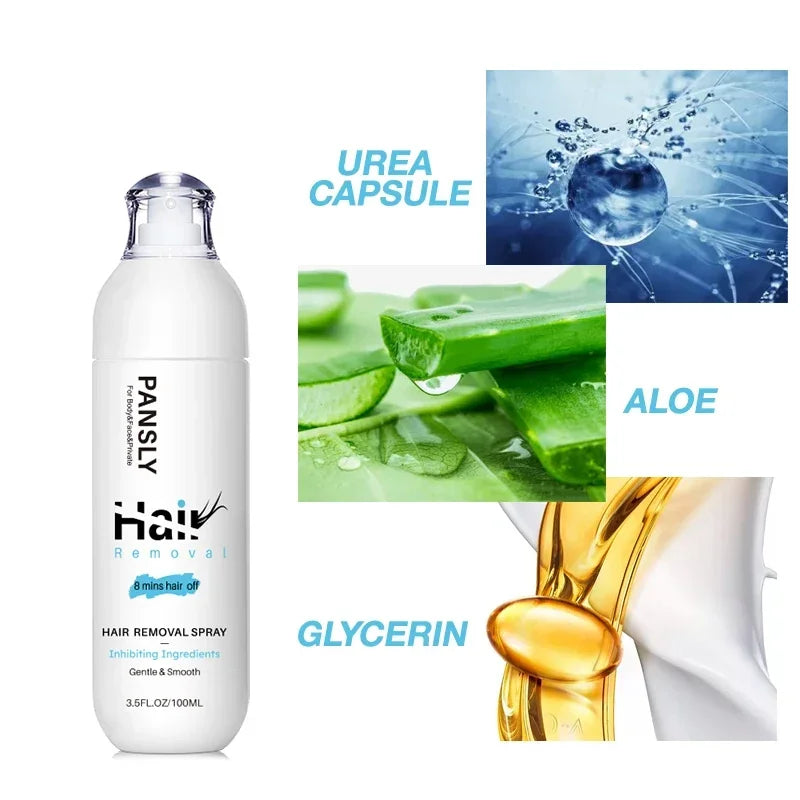 PANSLY 2-in-1 Painless Hair Removal Spray – Pubic & Bikini Hair Removal Spray Oasis Select