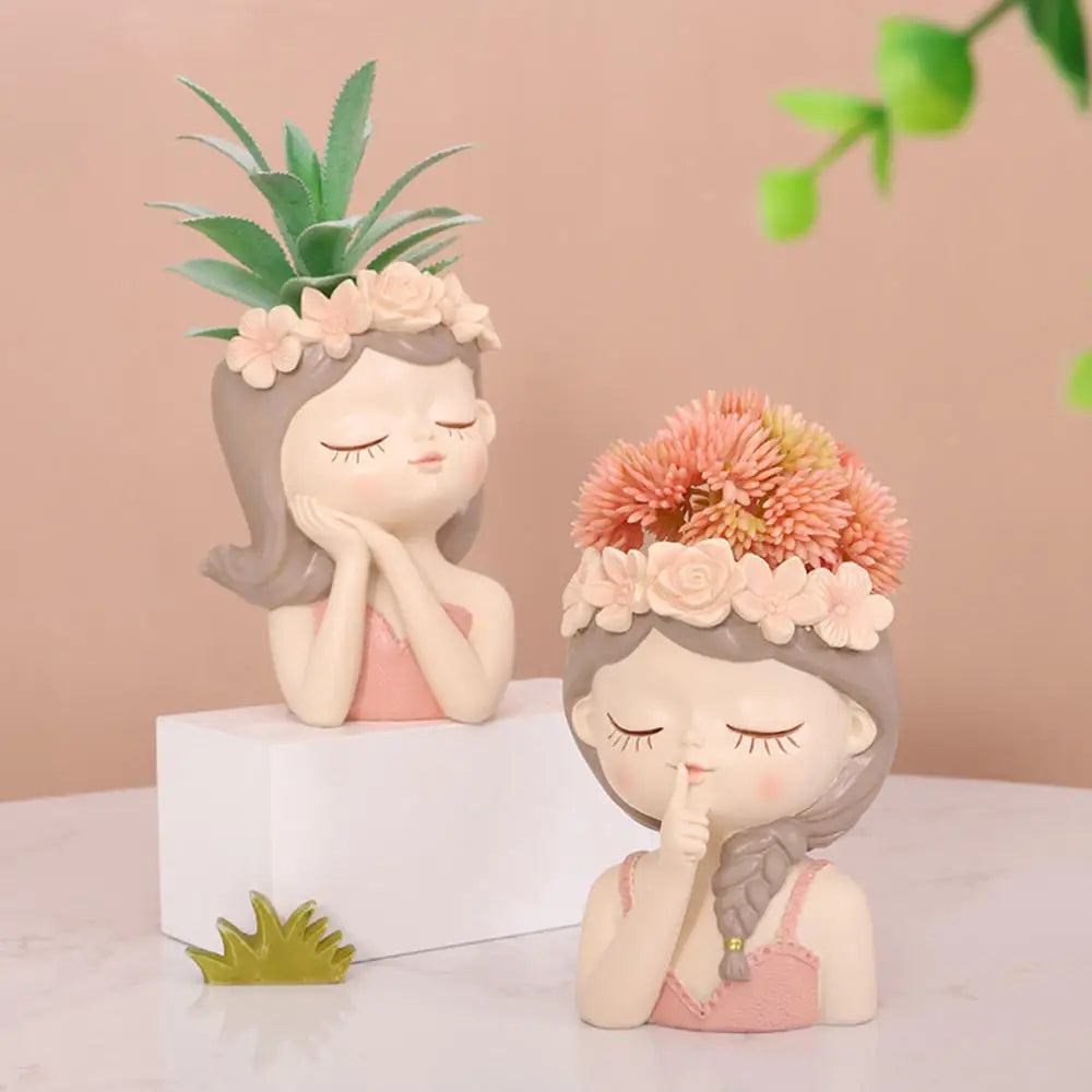 3D Beauty Flower Girls Pot Silicone Mold DIY Homemade Portrait Succulent Flower Vase Plaster Gypsum Epoxy Resin Mould Home Decor Oasis Select