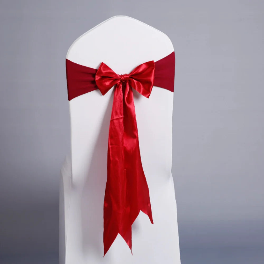Wedding Decoration Spandex Chair Sashes Ready Made Bow Tie No Need To Tie Stretch Bands BIrthday Party Holiday Hotel Festival Oasis Select