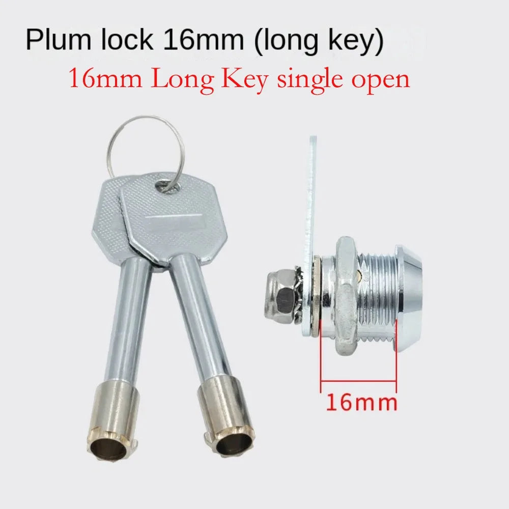 Safe Deposit Box Locks with 2 Keys Power Distribution Box File Metal Cabinet Mechanical Tongue Lock Mailbox Plum Blossom Key Oasis Select 16mm Long Key single