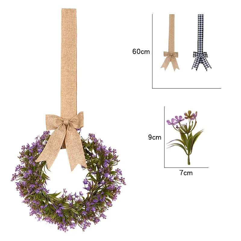 New Christmas Simulation Wreath with Bow Ribbon Pine Needle Vine Ring Door Garland Hanging Ornaments Party Home Decor Gifts Oasis Select Style 10