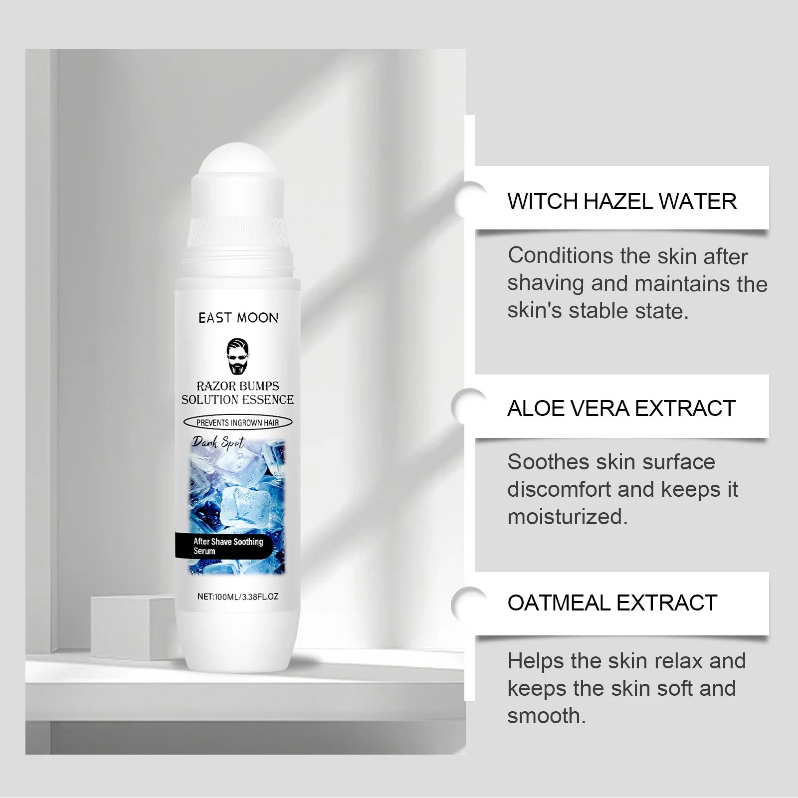 East Moon Men Aftershave Care Essence Reduce Damaged Moisturize Dry Soothing Pain Growth Inhibition Beard Remove Nourish Serums Oasis Select