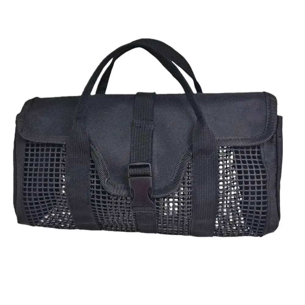 Heavy Duty Kayak Fishing Mesh Net Gear Bag Multi-Pool Tackle Organizer Storage Bag for Holds Fishing Pliers Reels Tools Lures Oasis Select black