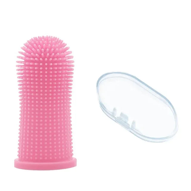 Dog Super Soft pet Finger Toothbrush Teeth Cleaning Breath Care Nontoxic Silicone Tooth Brush Cat dog toothbrush pet products Oasis Select 1pc-pink