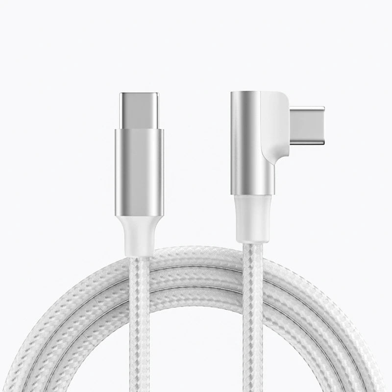 60W USB C To Type C PD 90-Degree Angle Gaming Fast Charging Cable Suitable For Type-C Interface Mobile Phone And Tablet Devices Oasis Select C to C White 1m
