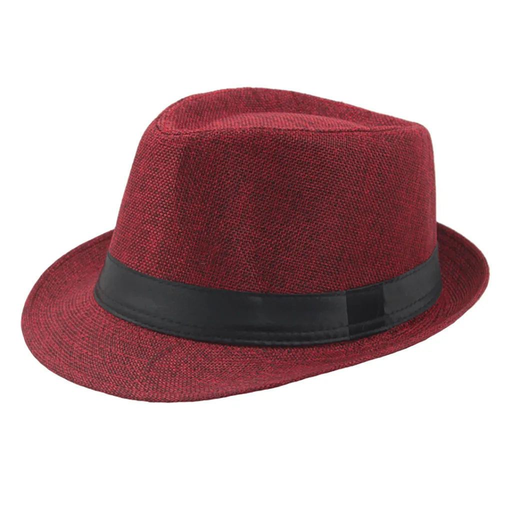 Cycling Caps Men Kids Jazz Hat Old Man Cap Short Brim Solid Color Cuban Cap Panama Hat Breathable Fedora Hat Casual Straw Oasis Select