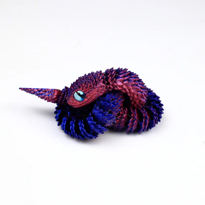 Snake Sculpture Articulated Snake Decor Articulated Snake Figurine with Movable Joints 3d Printed Model for Home for Bookshelf Oasis Select Red Blue