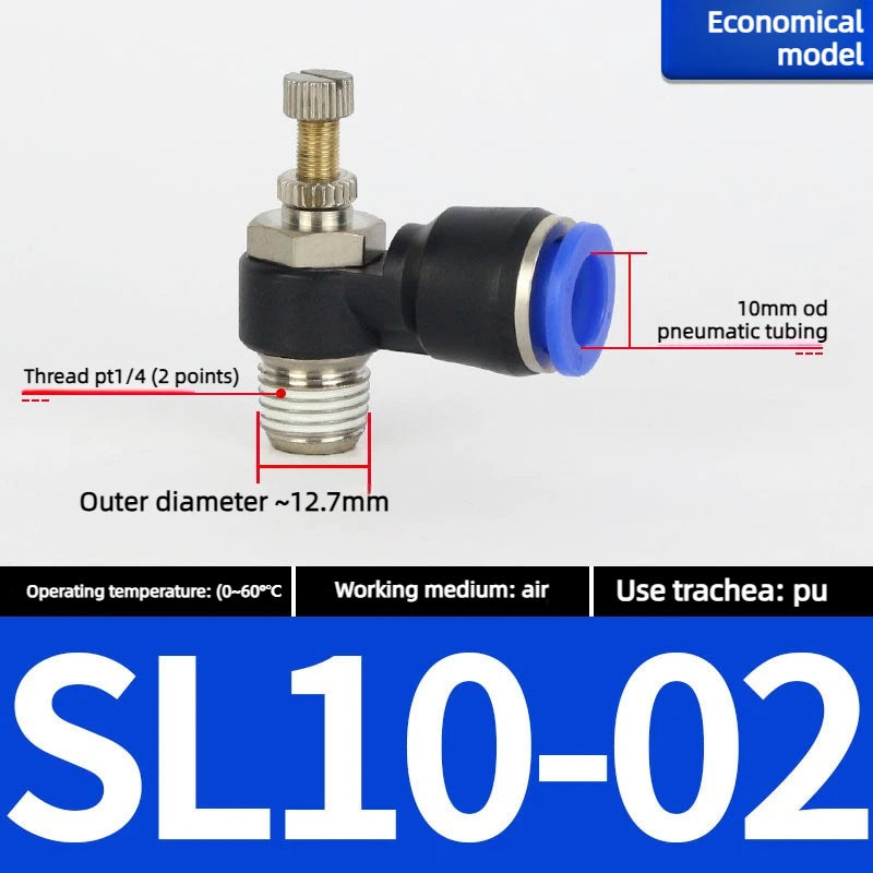 Quick Connect Pneumatic Connector "1/8" 1/4 "3/8" 1/2 M5 Air Speed Throttle Valve Regulating SL 4 6 8 10 12mm Valve Oasis Select Blue SL10-02