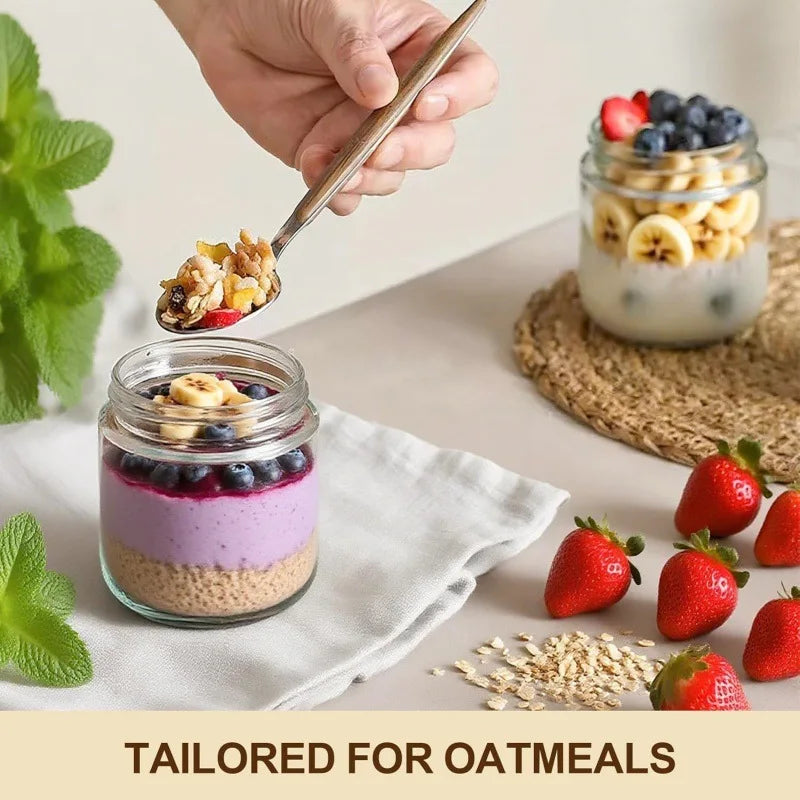 4 Pack Overnight Oats Containers with Airtight Bamboo Lids, Wide Mouth Clear Glass Mason Jars for Meal Prep, Food Storage Oasis Select