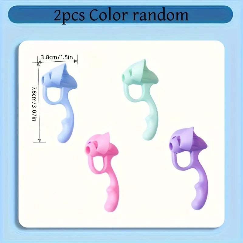 Silicone Pen Grip Correctors -Handwriting Practice Aid with Soft Rubber Pencil Holders,for Improved Posture & Error Correction Oasis Select 2pcs random colors