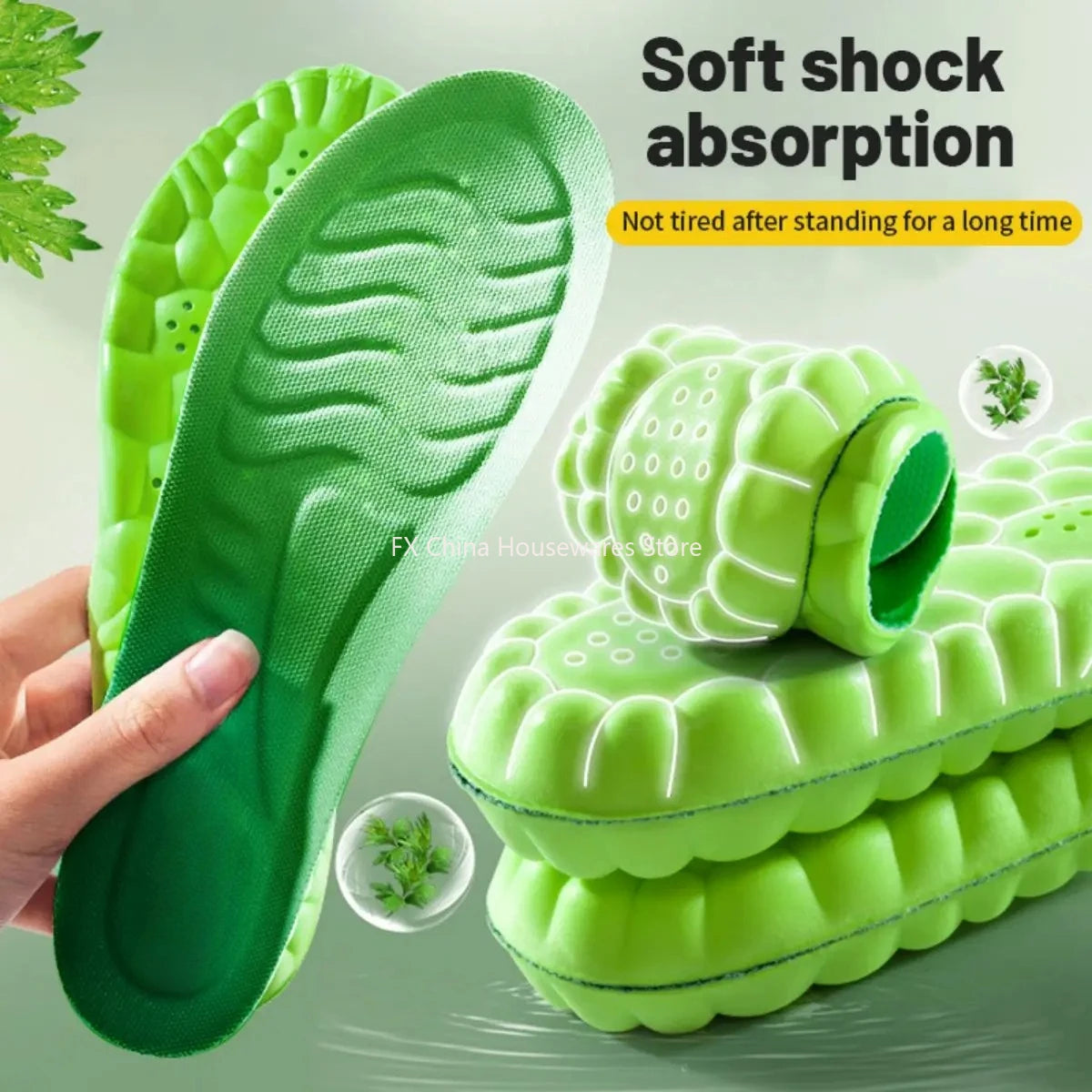 1Pair Sport Insoles PU High Stretch Shock Resistant Insoles - Antibacterial, Anti-Odor, Breathable, for Sports & Daily Use Oasis Select