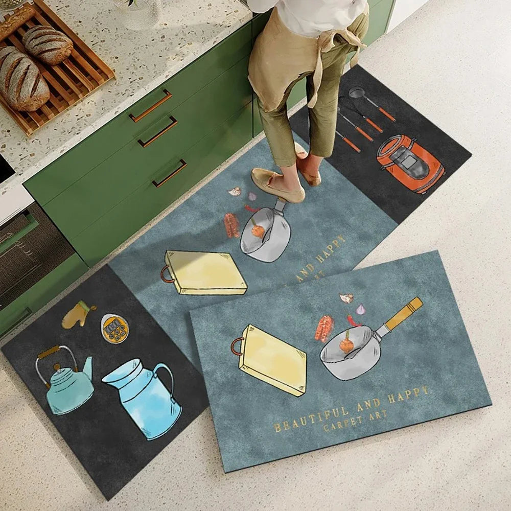 40x120cm Absorbent Velvet Bath Rug Non Slip Long Kitchen Mat Crystal Soft Carpet for Living Room Bathroom Entryway Floor Oasis Select