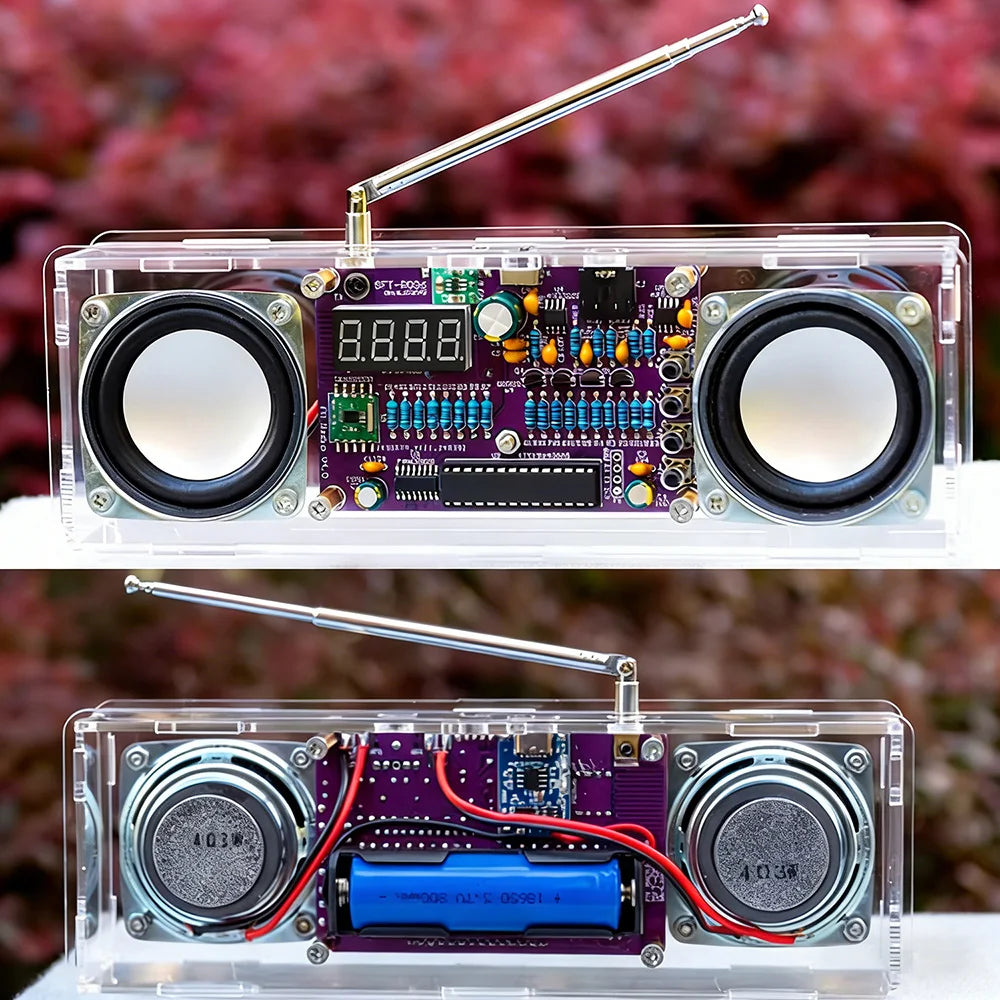 87.5-108MHz Dual-Channel FM Radio Electronic DIY Kit - Digital Display Soldering Project with Type-C Interface for Audio Learnin Oasis Select
