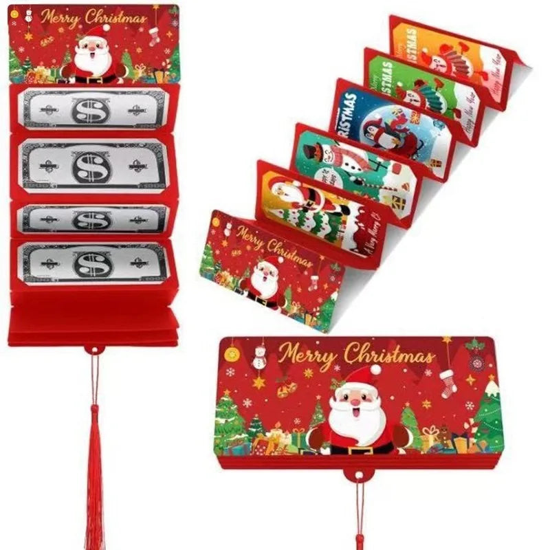 Christmas Money Holder Wallet Red Envelope Christmas Gift Envelope Greeting Card Creative Birthday Folding Cash Holder For Kids Oasis Select