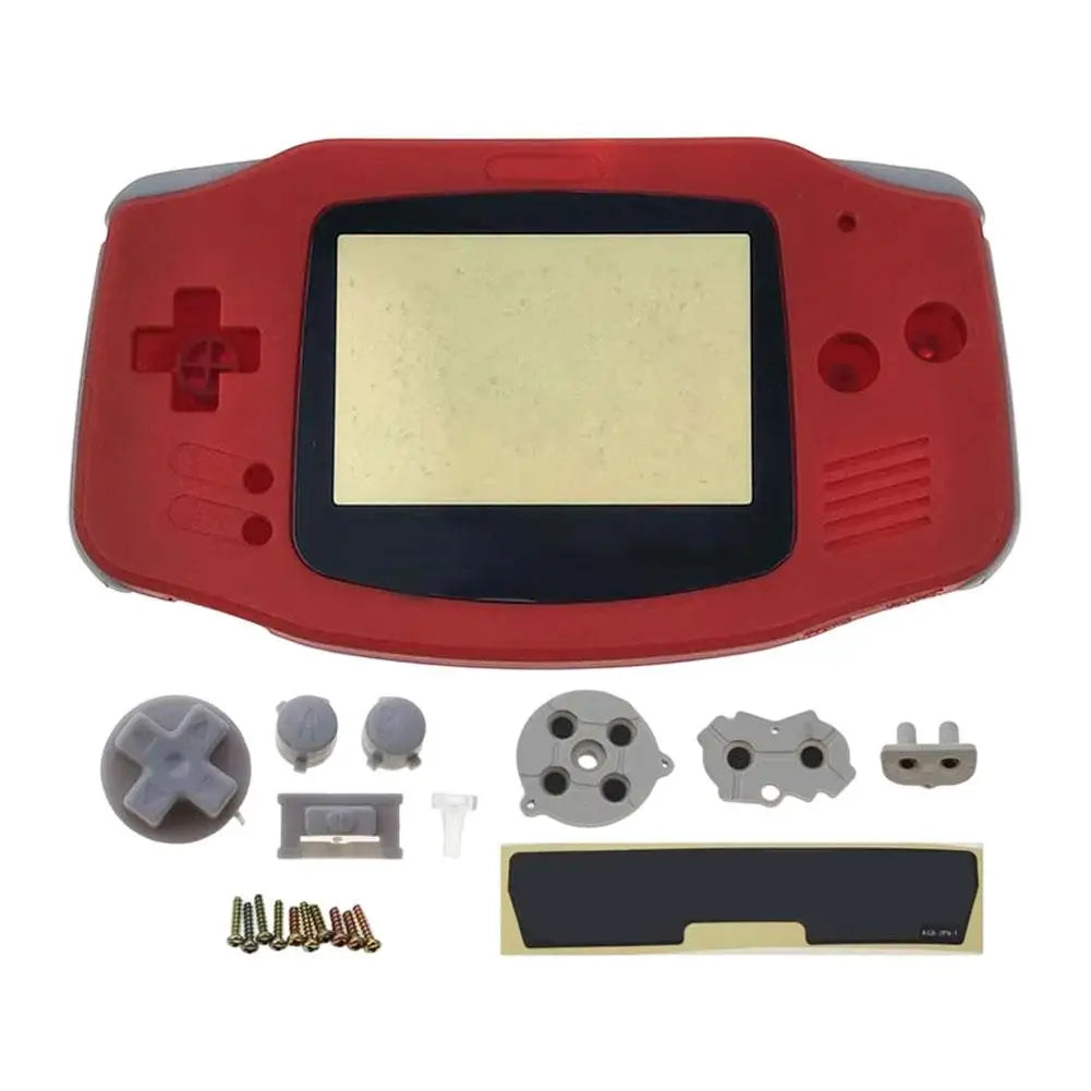 Full Housing Shell Replacement for Game Boy Advance GBA Clear Transparent Custom Case Cover Buttons Screws Full Set DIY Repair Oasis Select Red