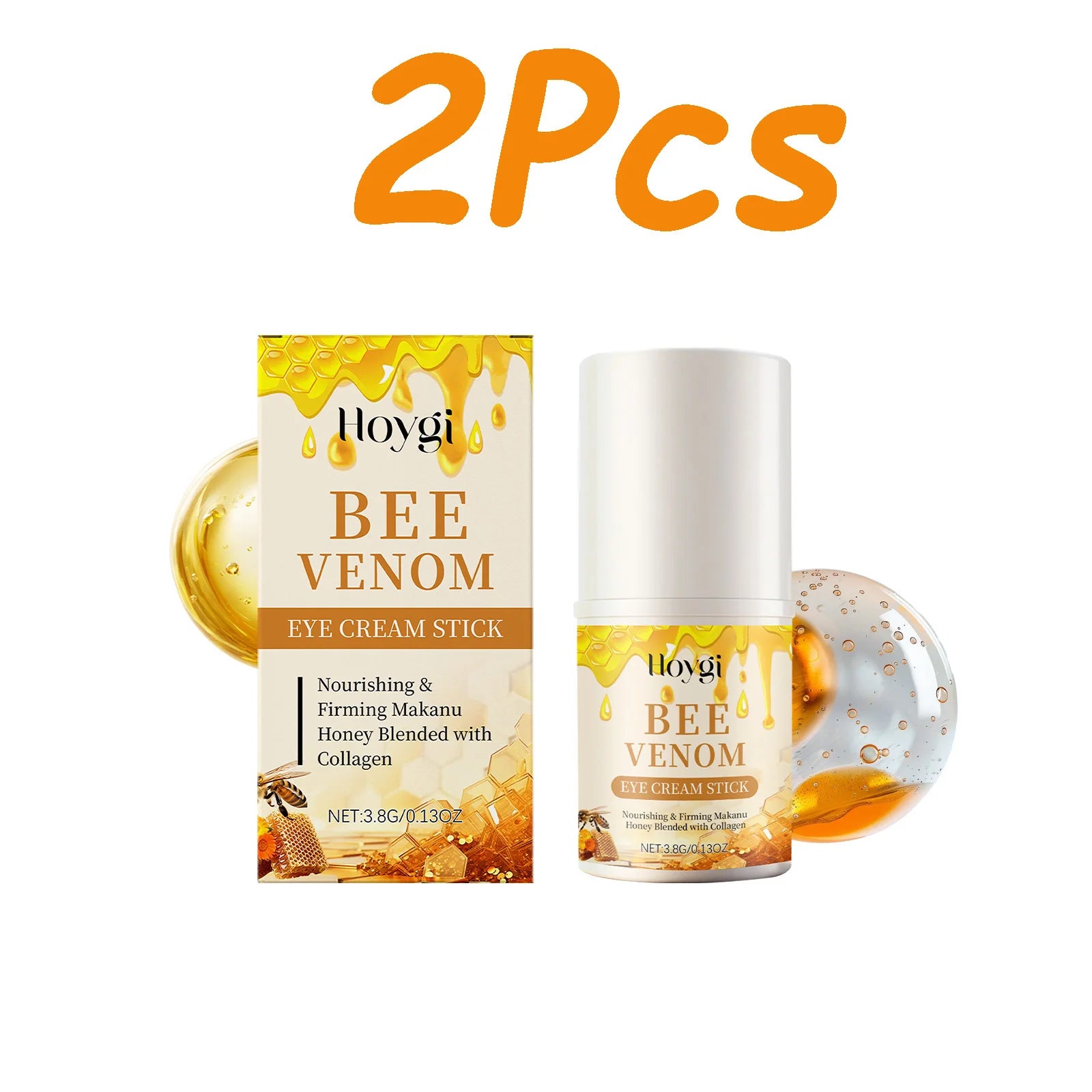 Bee Venom Firming Eye Cream Stick Dark Circles Remove Eye Bags for Under Eye Honey Lifting Brightening Anti-Puffiness Eye Care Oasis Select 2 x 3.8g Boxed