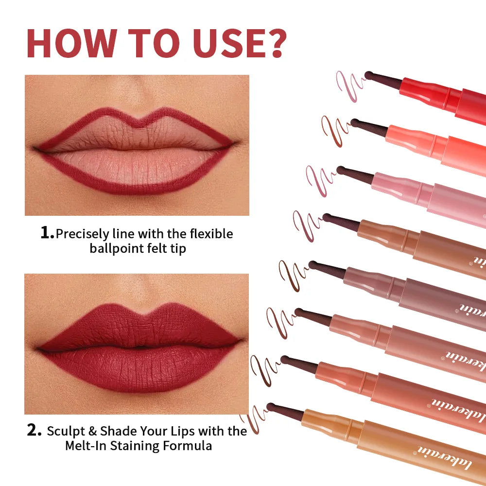8 Colors Lip Lingerie Lip Liner Stain Long Lasting Waterproof Lip Liner Stain Transfer Proof Smudge Resistant Color Cosmetics Oasis Select