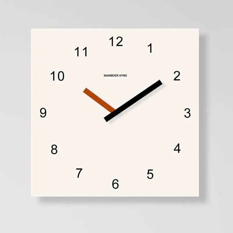 2026 New Punch-Free Wall Clock Modern Simple Square Art Design Creative Wall Hanging Clock for Living Room Home Decor Oasis Select Off-white 25cm x 25cm