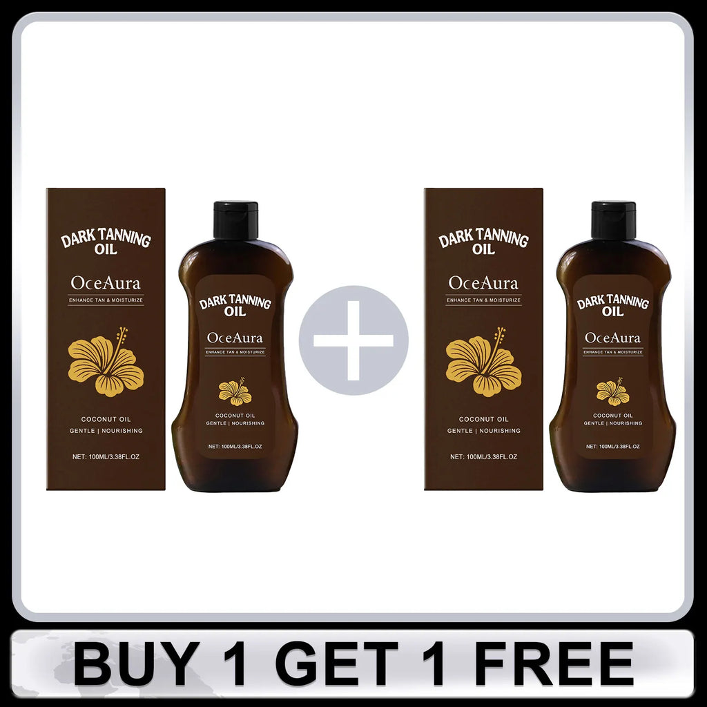 OCEAURA Coconut Dark Tanning Oil Long Lasting Bronzer Outdoor Summer Beach Brown Long Lasting Sunless Fake Tan Body Lotion 100m Oasis Select Buy 1 Get 1 Free