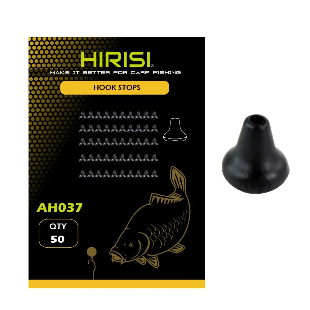 Hirisi 50pcs/Pack Rubber Fishing Rigs Fish Hook Stopper Terminal Tackle Accessories Carp Fishing Positioning Bead Buffer Beans Oasis Select AH037-Black